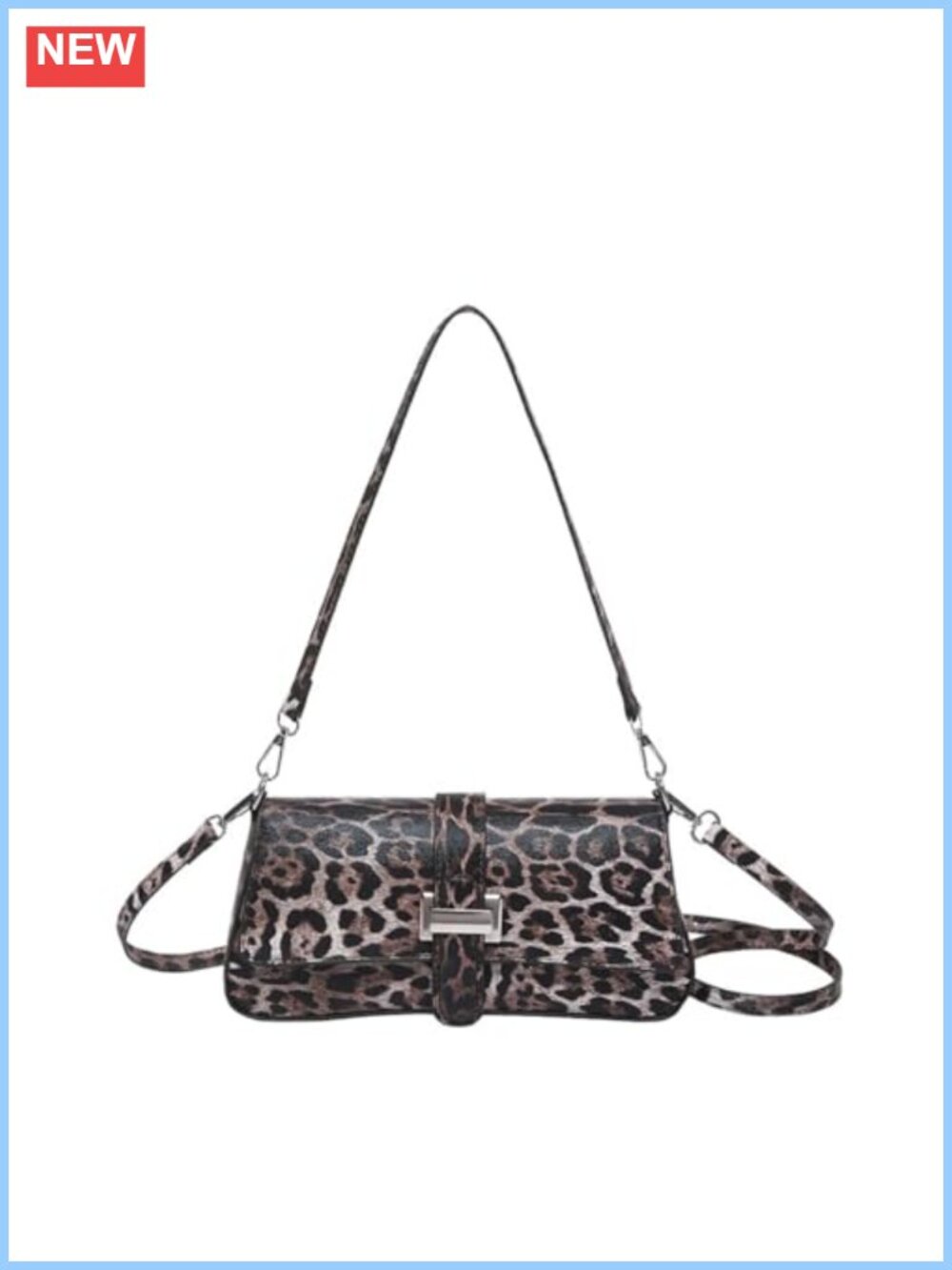 Leopard Print PU Leather Hobo Shoulder Bag Cheetah Print Crescent Tote
